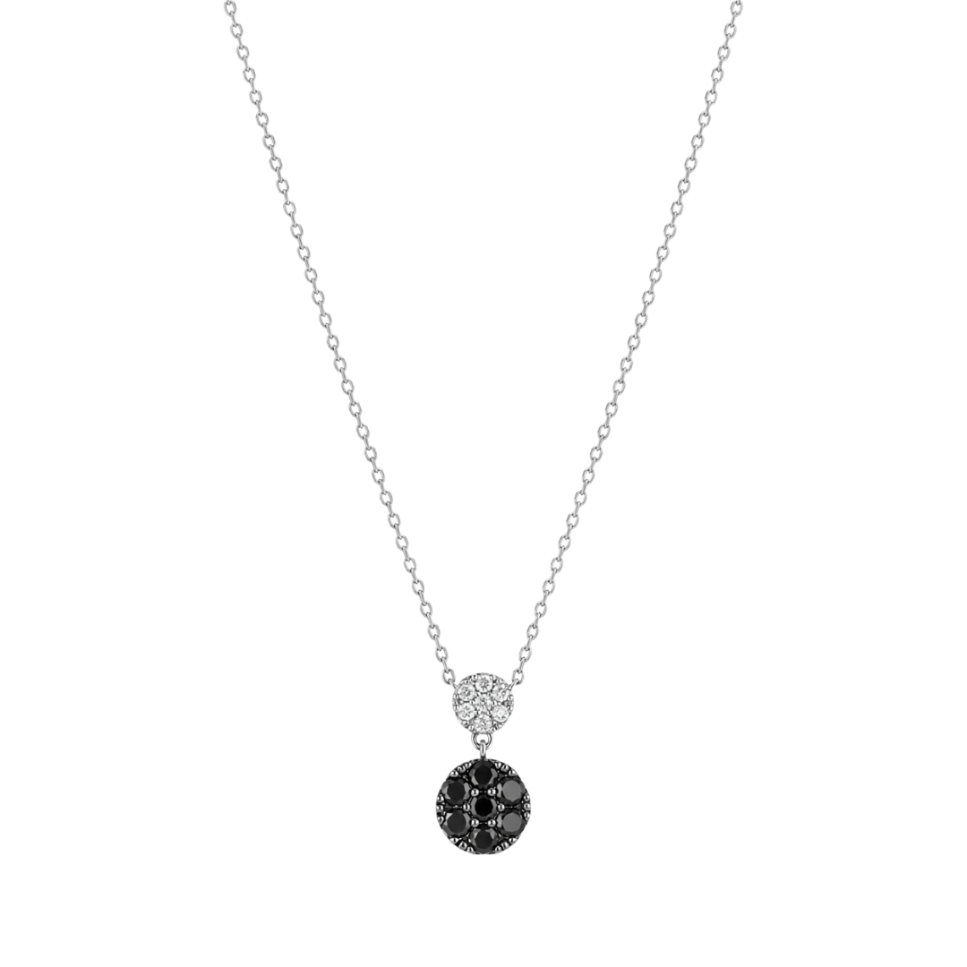 Collar Doble Círculo de Diamantes Blancos y Negros