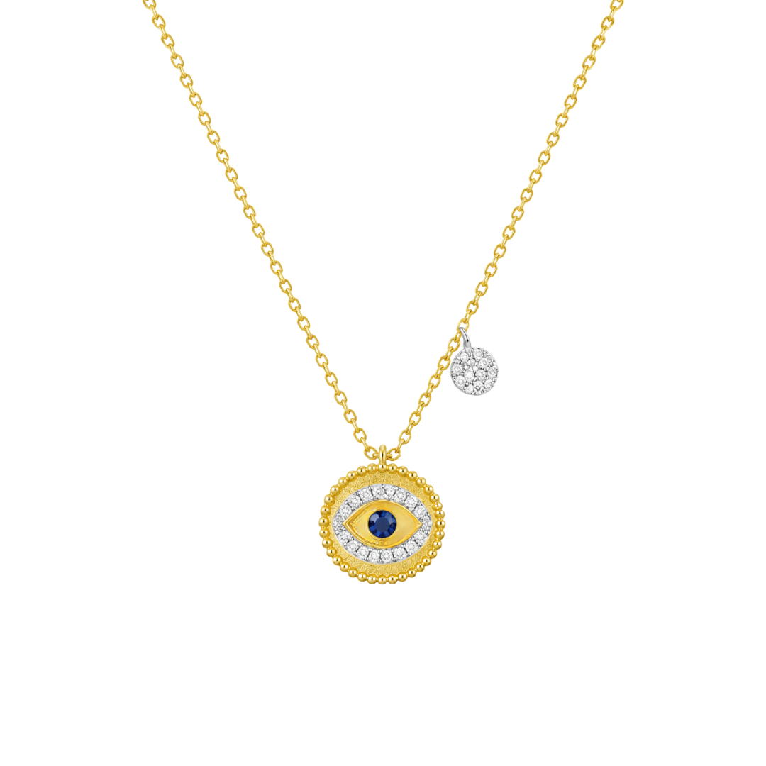 Collar Ojo Protector con Zafiro y Diamantes