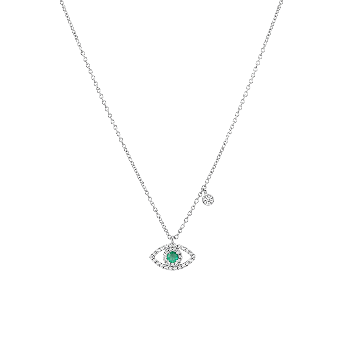 Collar Ojo Protector con Esmeralda y Diamantes