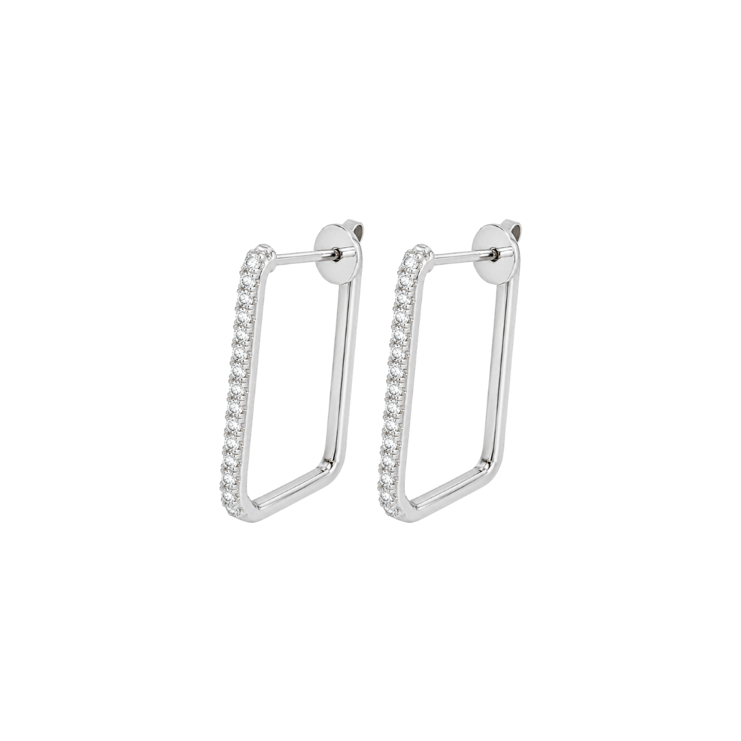 Argollas Rectangulares con Diamantes