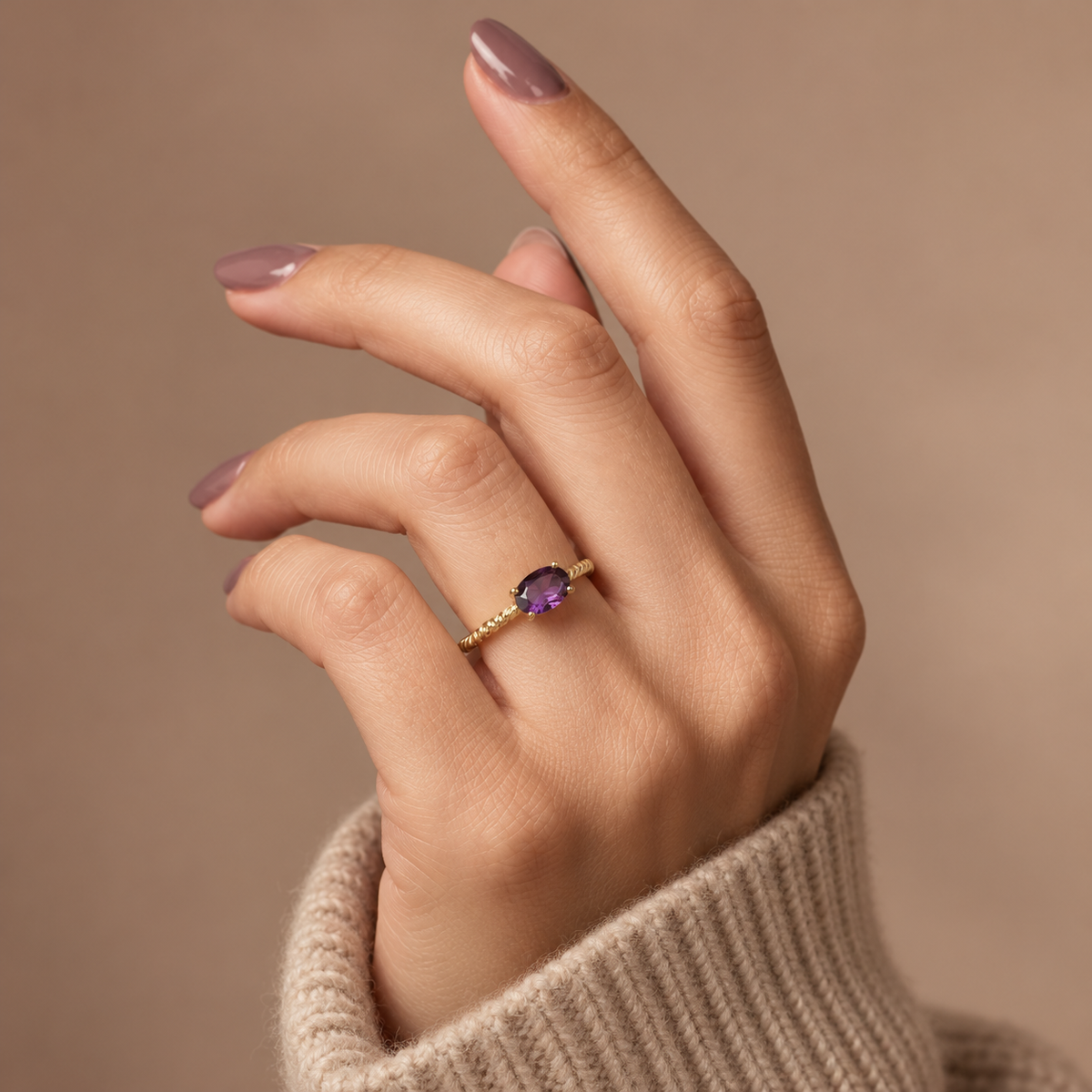 Anillo Trenzado con Amatista