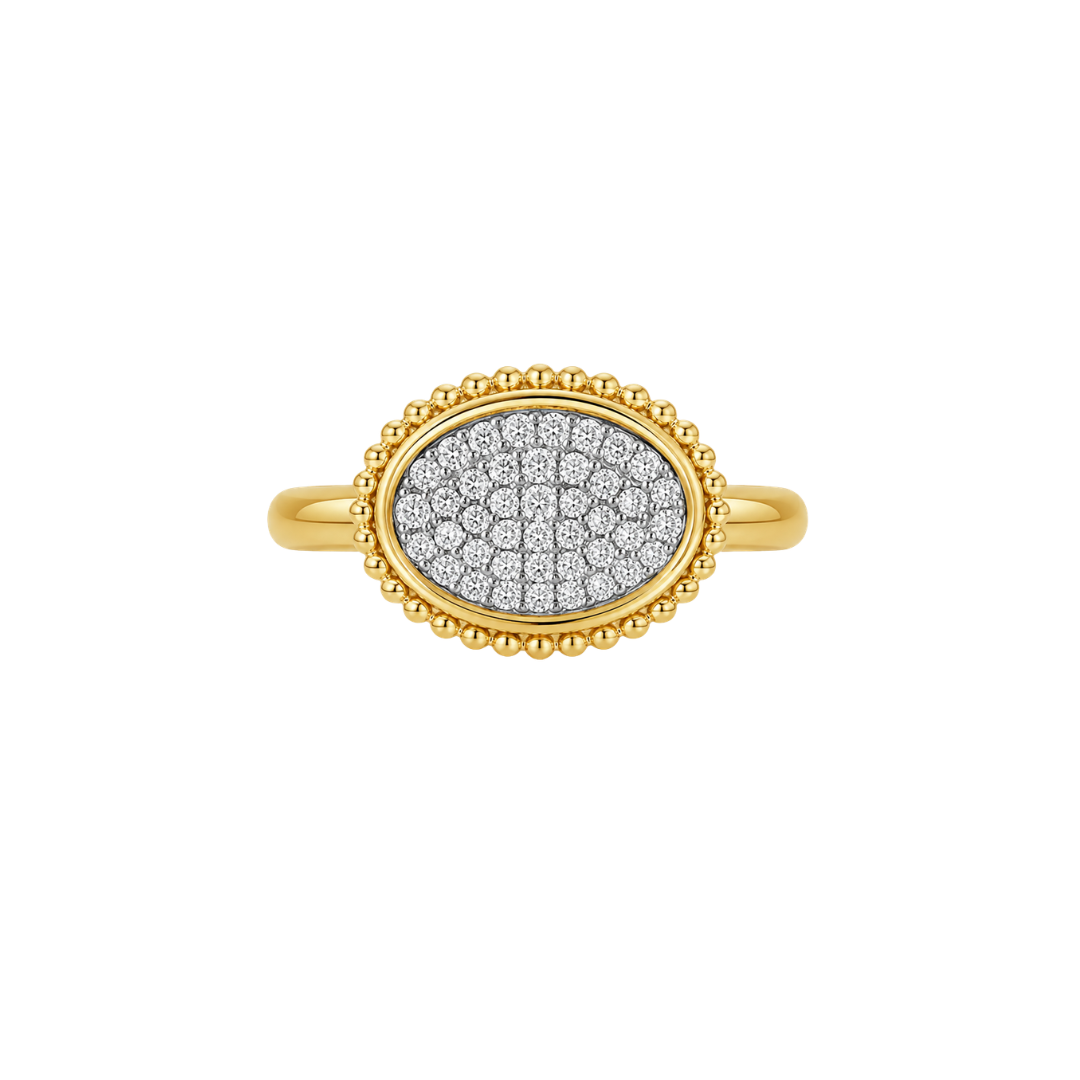 Anillo Oval Diamantes Pavé