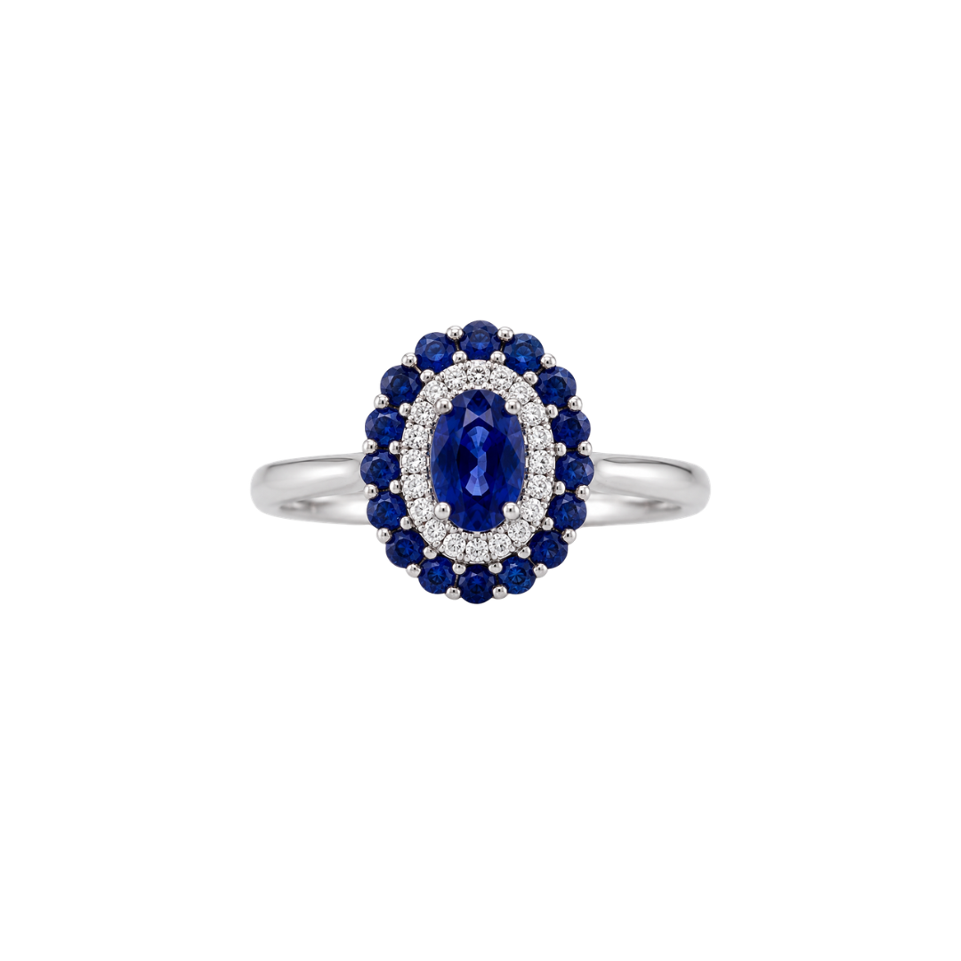 Anillo Zafiro doble Halo