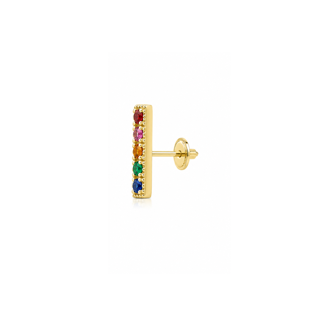Single Stud Barrita Rainbow