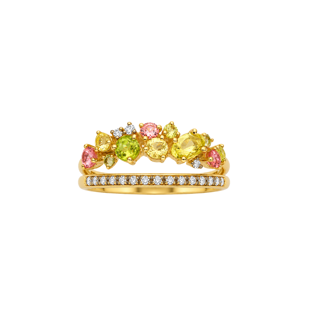 Doble Cintillo con Piedras de Colores y Diamantes Brown