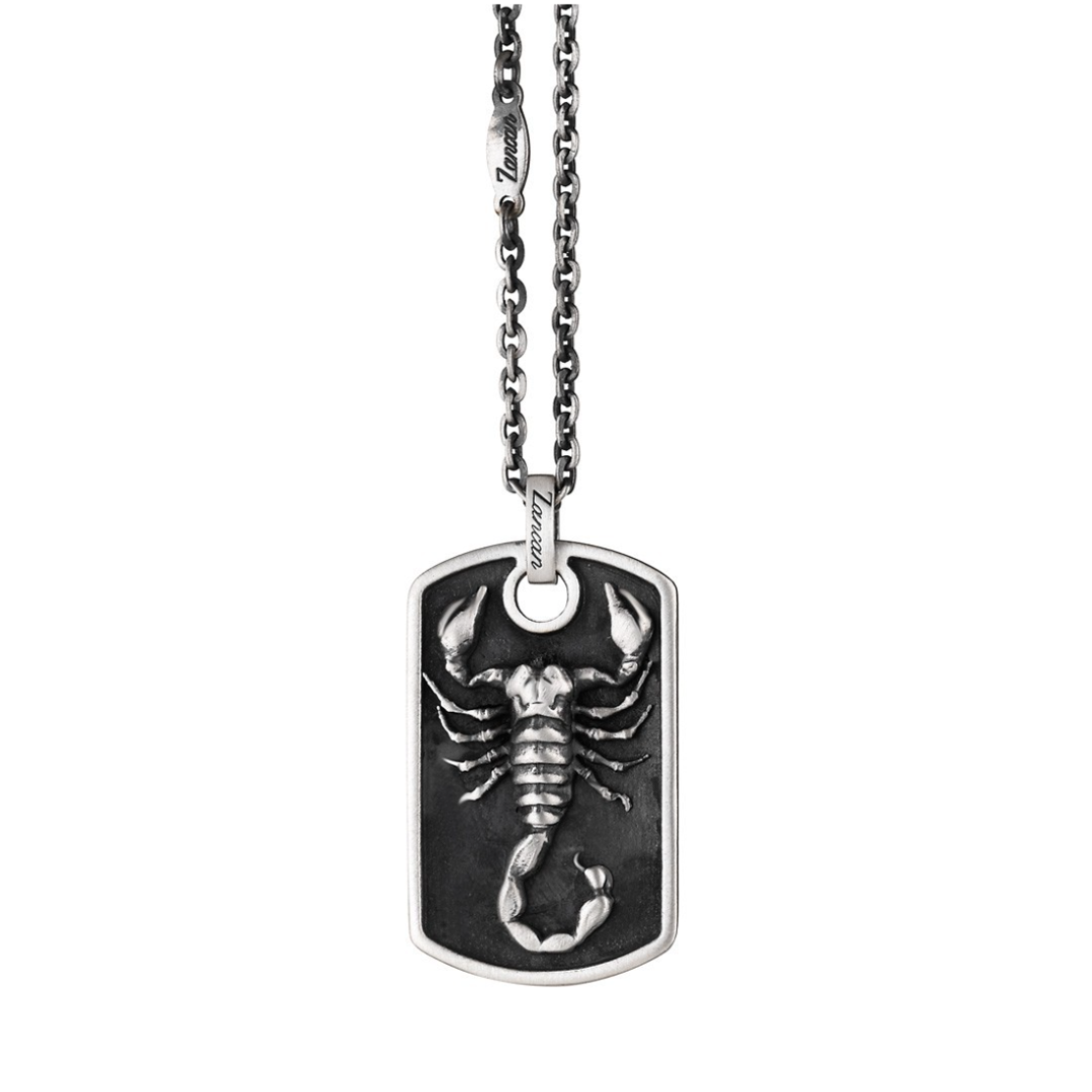 Collar Vintage Escorpión - 60 cm / Plata 925, óxido de azufre / Plateado, gris oscuro