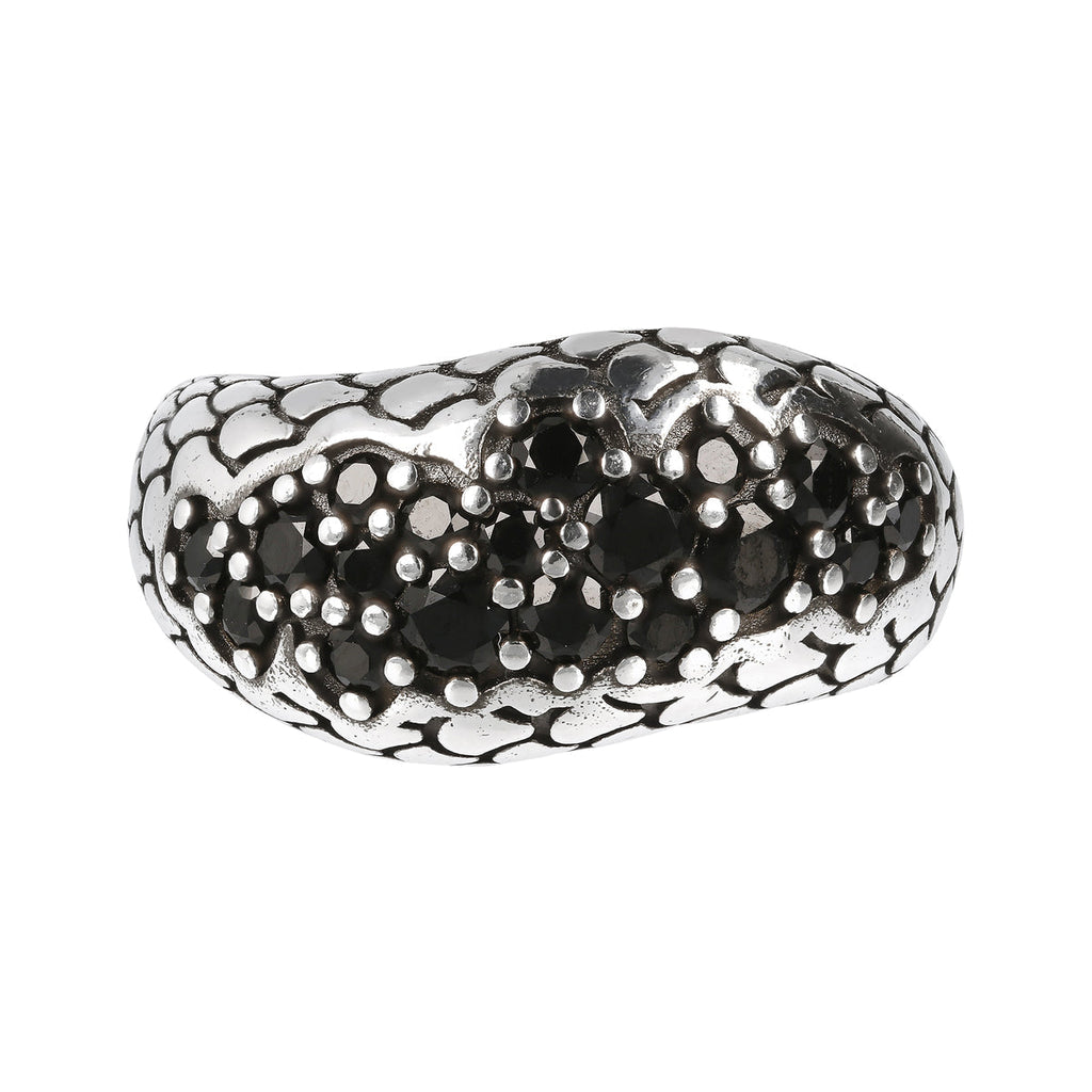 Anillo Albert M de plata 925 y Espinela Negra.