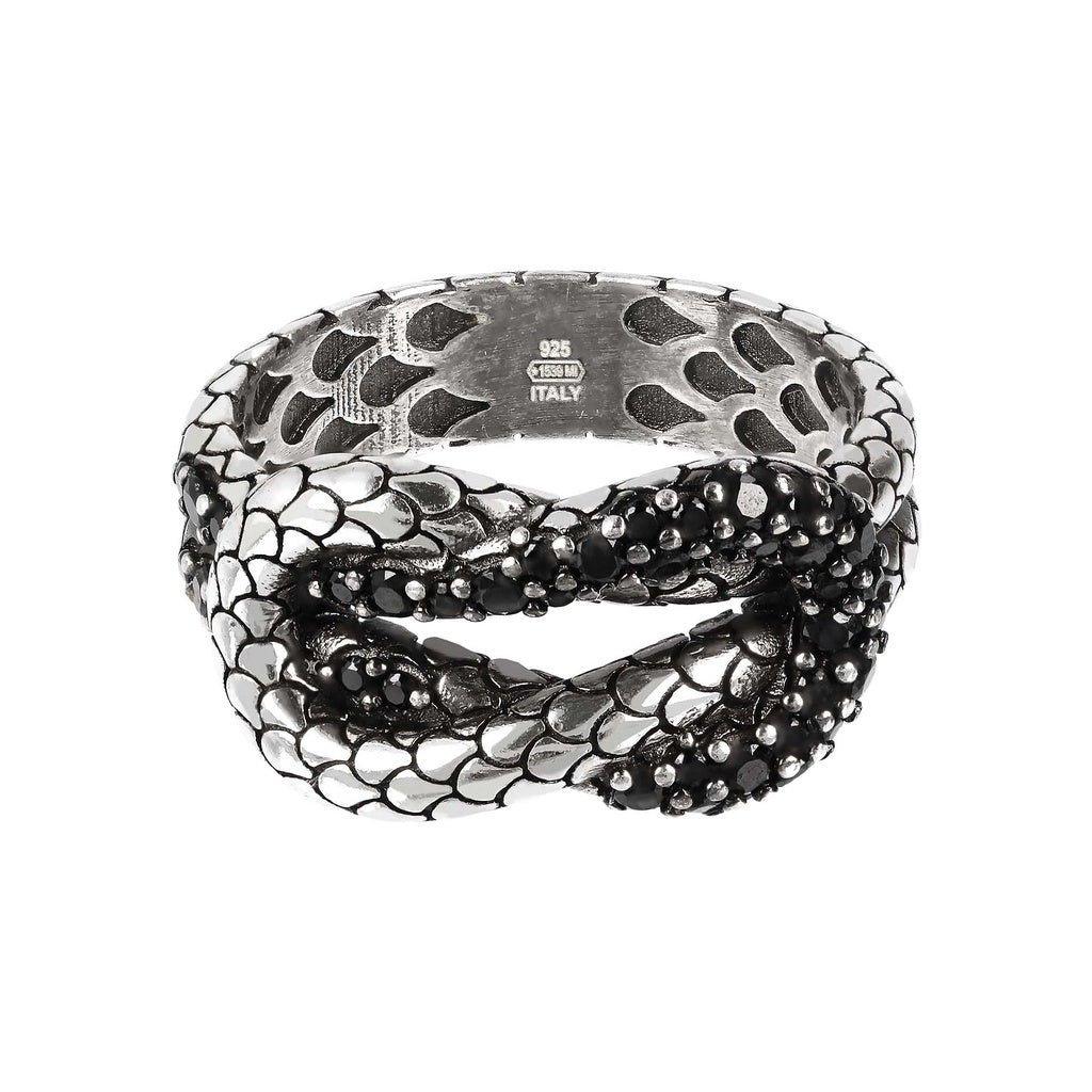 Anillo Albert M de plata 925 y Espinela Negra.